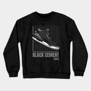 AJ 3 Black Cement Sneaker Crewneck Sweatshirt